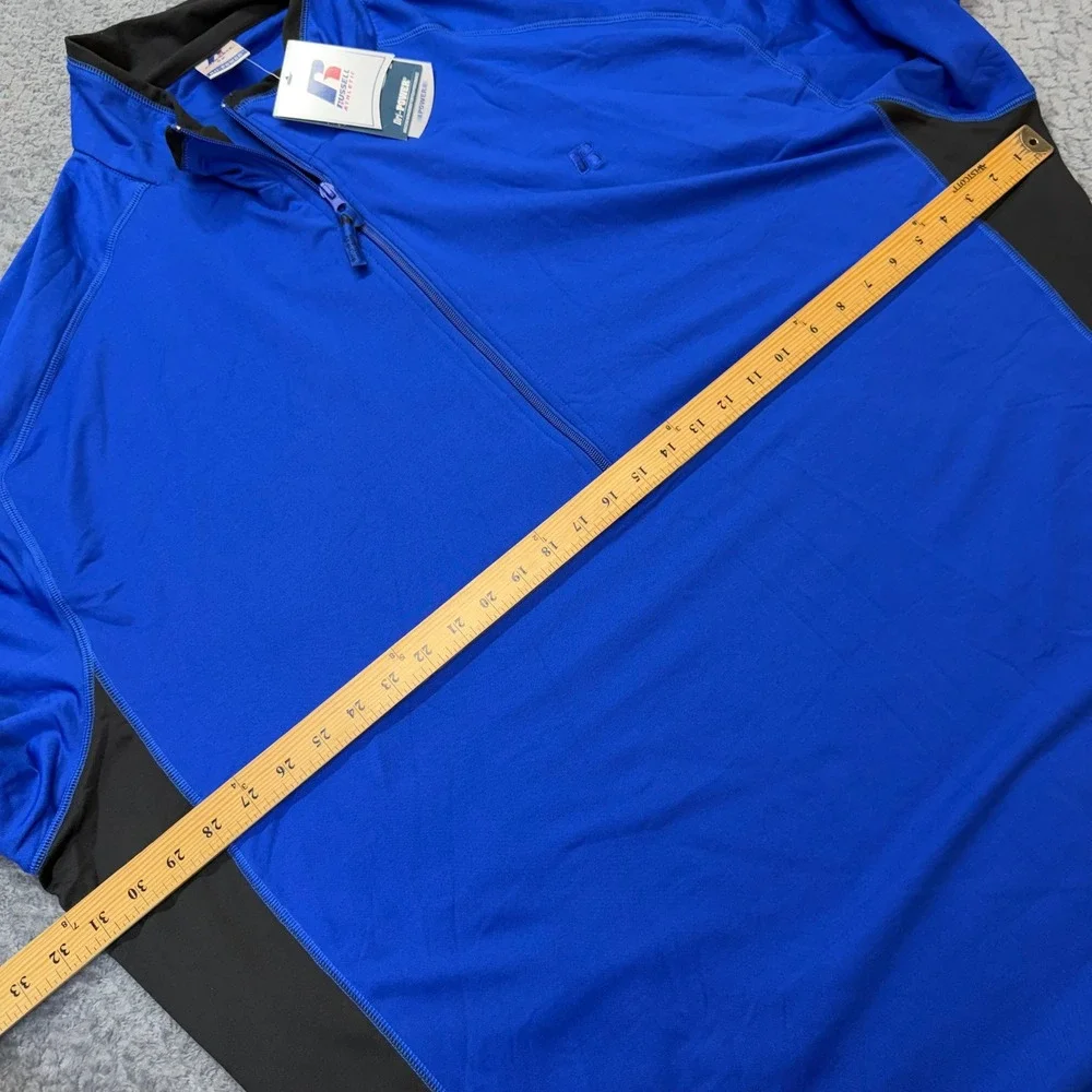 NWT Russell Athletic Pullover Mens 5X 1/4 Zip Blue Black Dri-Power Performance